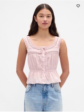 GAP Lace Trim Peplum Top - Primitive Pink